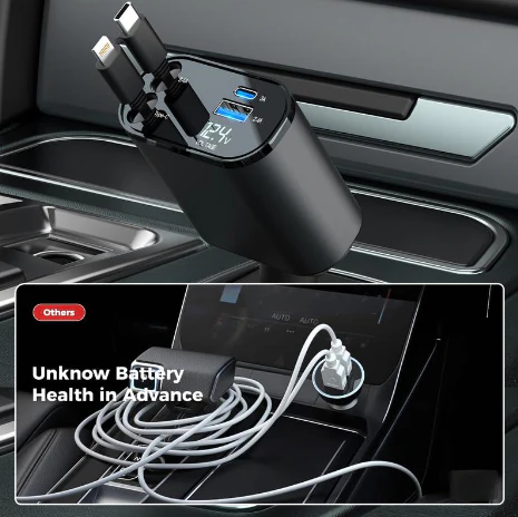 4 in 1 Retractable Car Charger with cable - Image 3