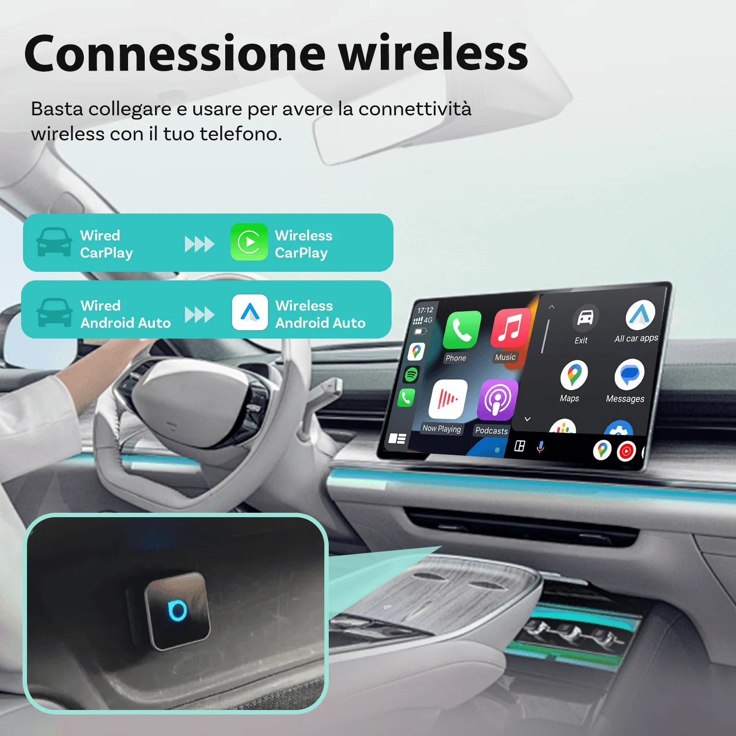 OTTOCAST® Mini Cube 3.0 Adattatore Wireless CarPlay e Android Auto - Image 6