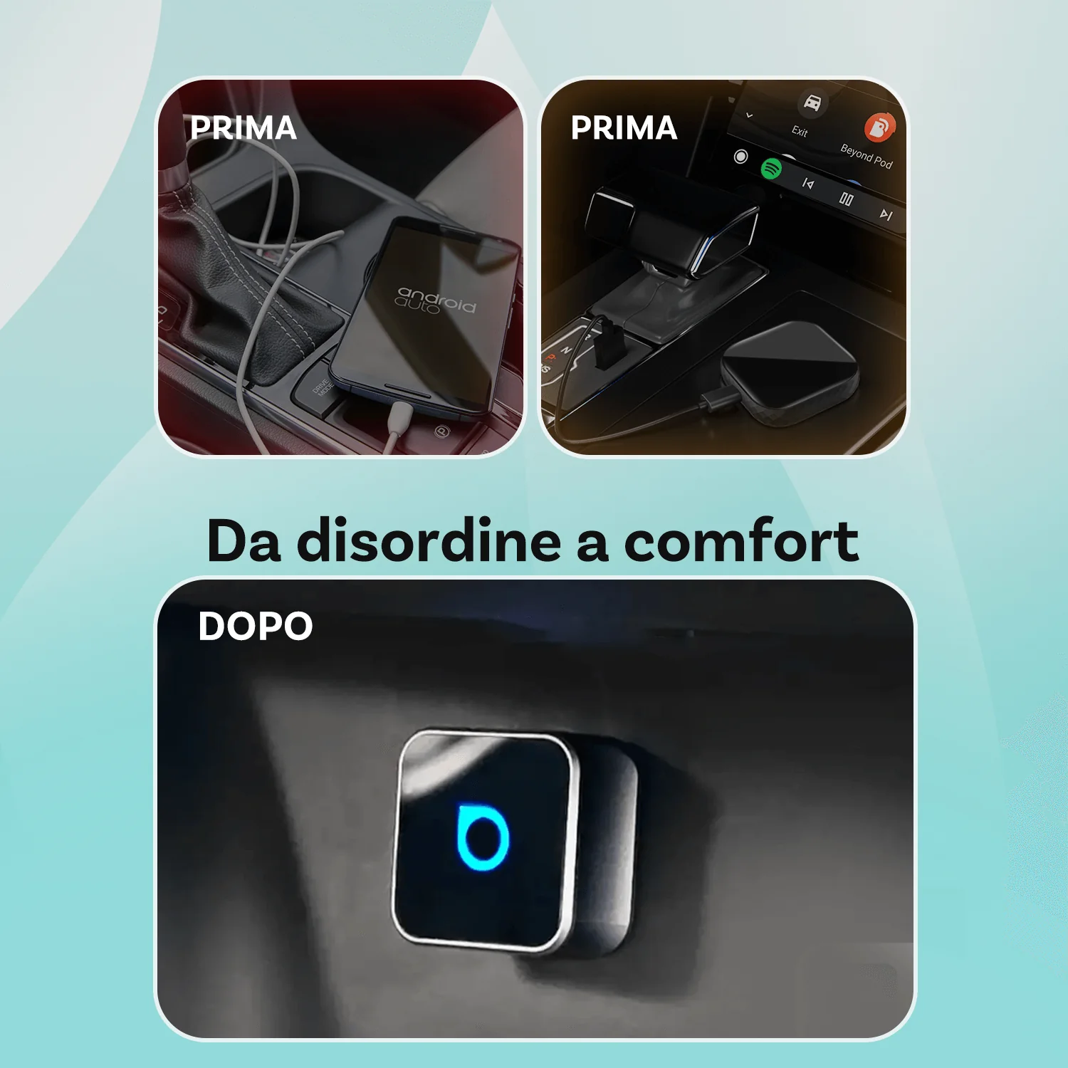 OTTOCAST® Mini Cube 3.0 Adattatore Wireless CarPlay e Android Auto - Image 12