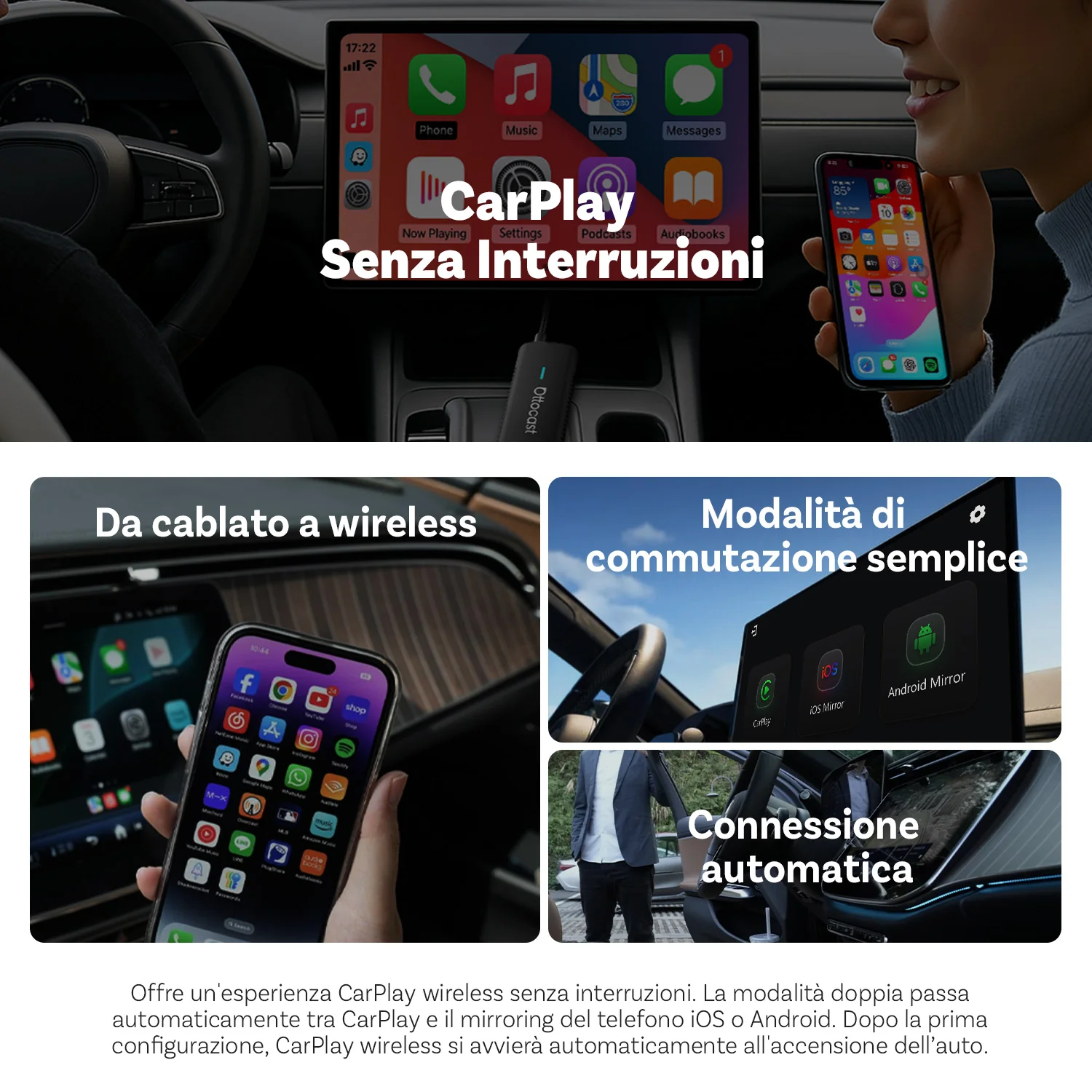 OTTOCAST® Mirror Touch Adattatore Wireless CarPlay - Image 11
