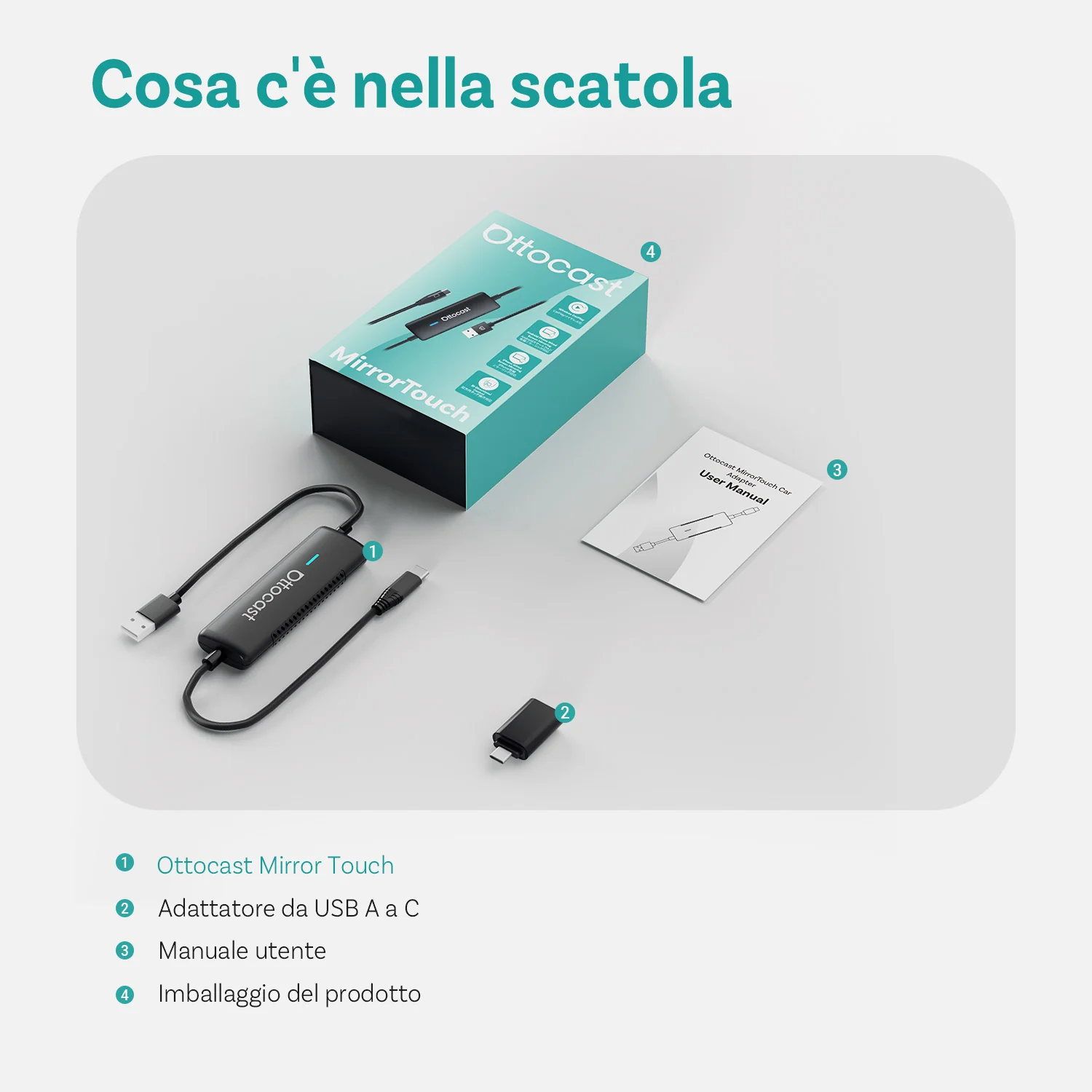 OTTOCAST® Mirror Touch Adattatore Wireless CarPlay - Image 13