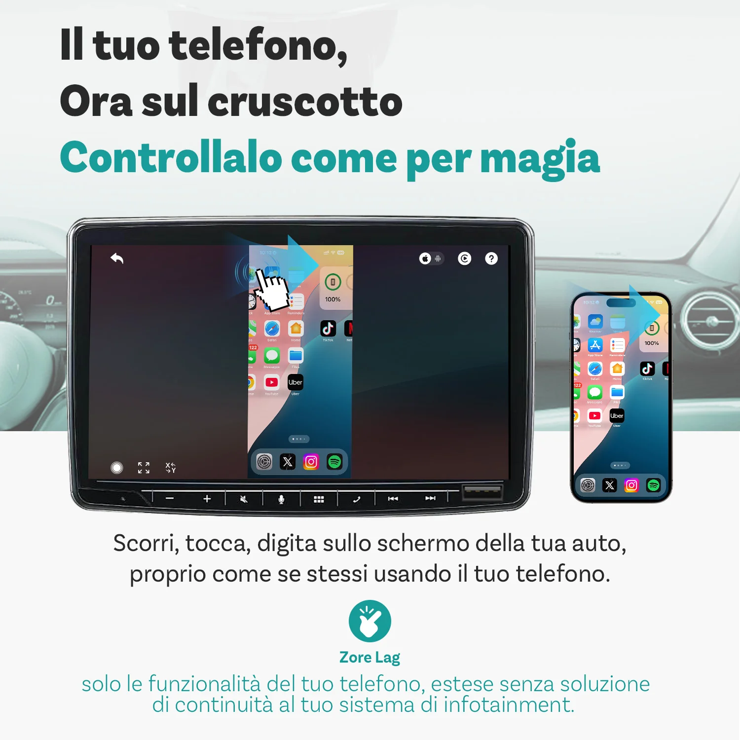 OTTOCAST® Mirror Touch Adattatore Wireless CarPlay - Image 4