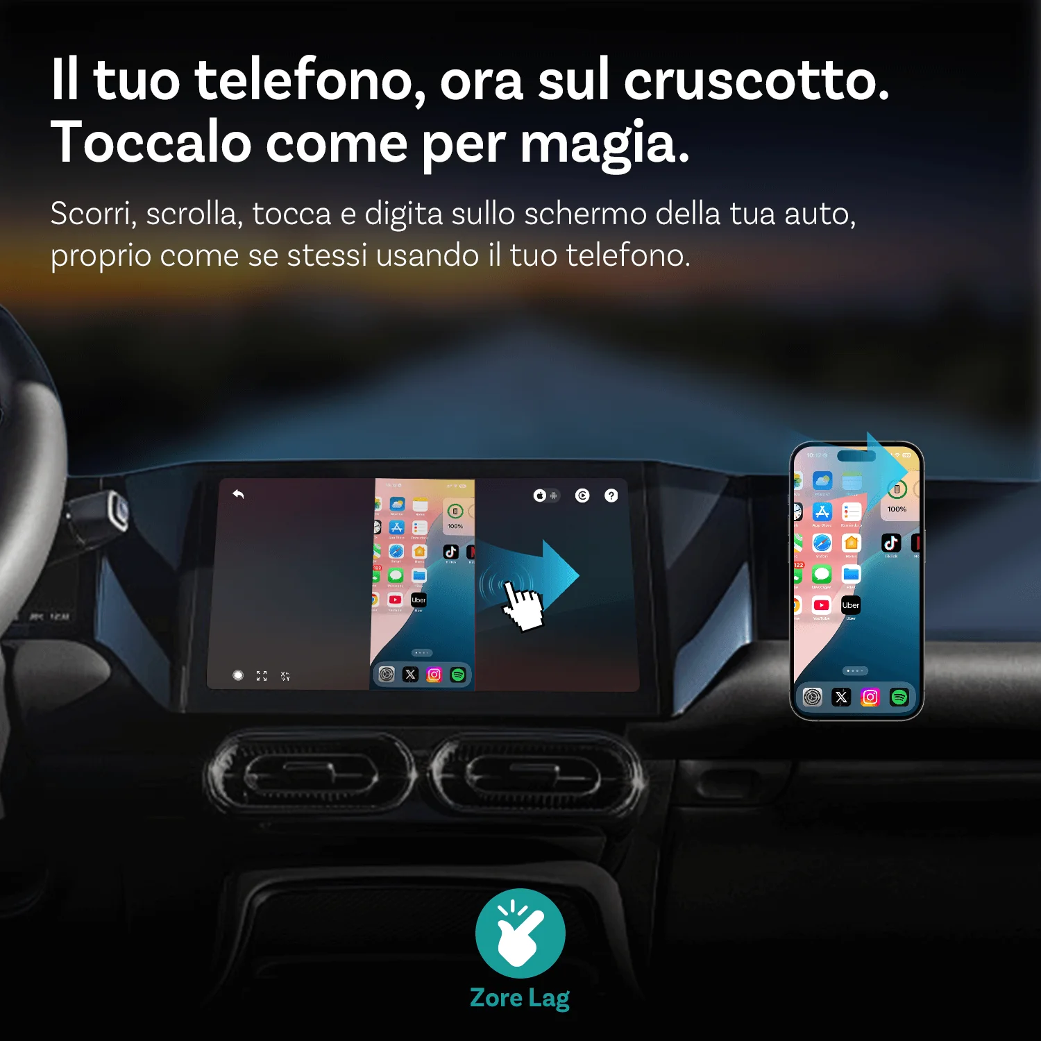 OTTOCAST® Mirror Touch Adattatore Wireless CarPlay - Image 5