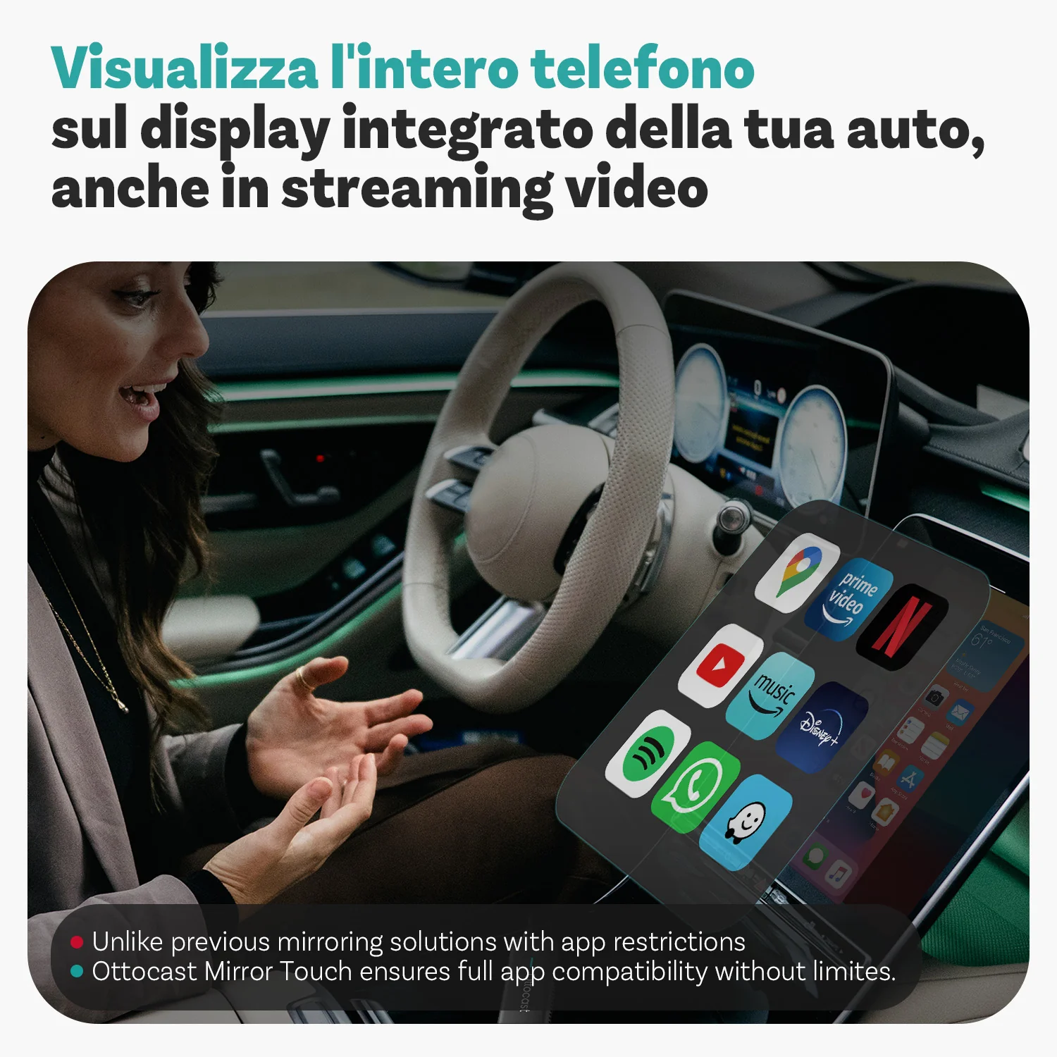 OTTOCAST® Mirror Touch Adattatore Wireless CarPlay - Image 7