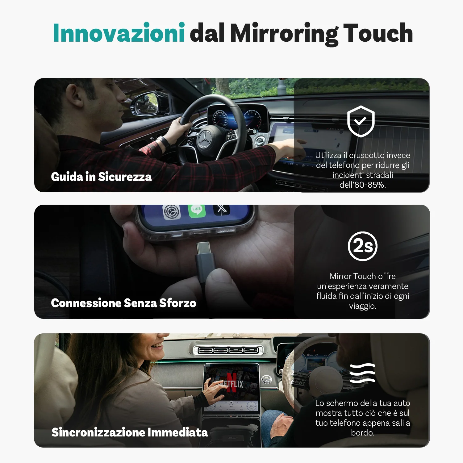OTTOCAST® Mirror Touch Adattatore Wireless CarPlay - Image 9