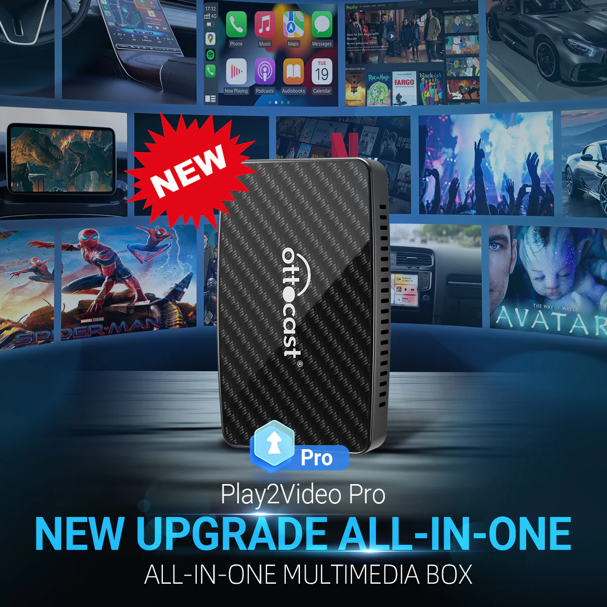 OTTOCAST® Play2Video Pro Adattatore 3 in 1 con YouTube e Netflix - Image 4