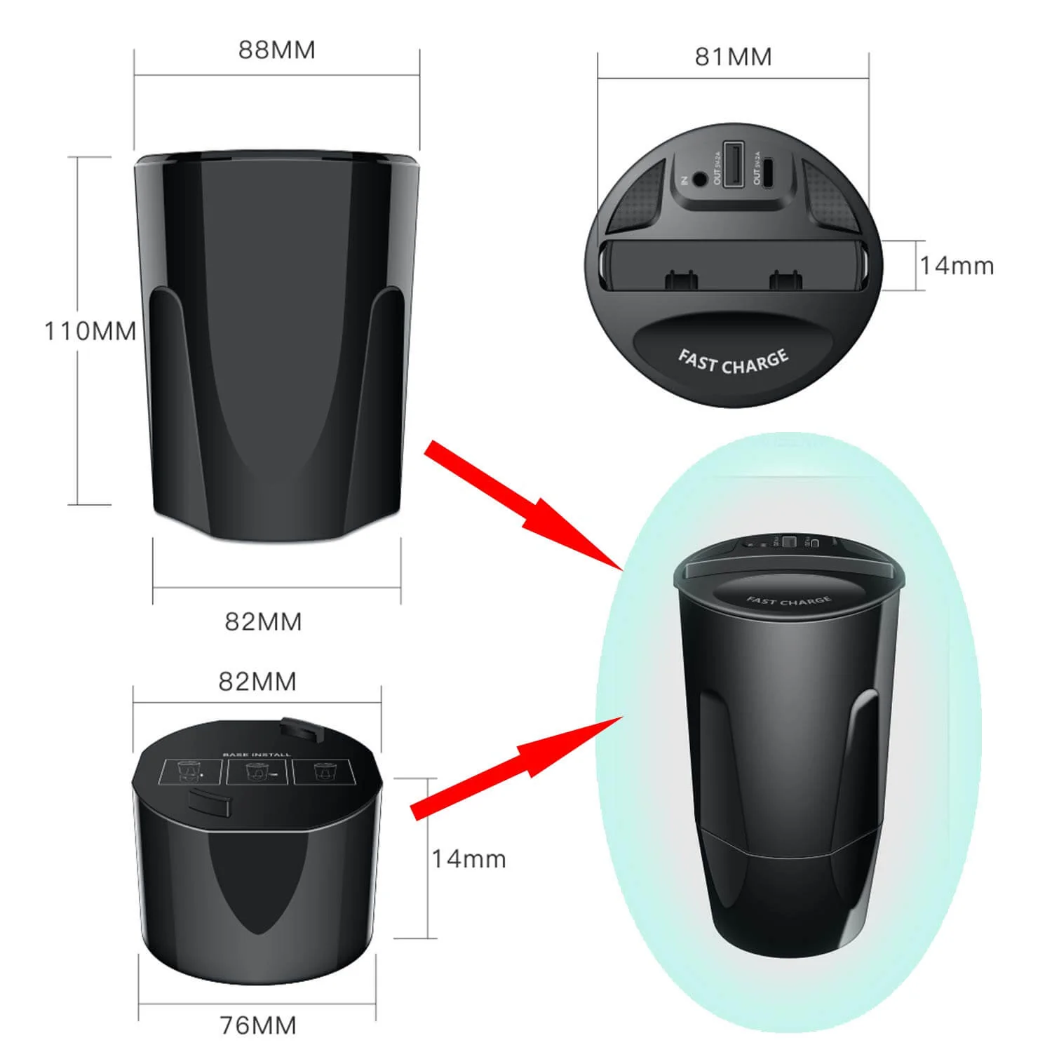 Wireless Car Charger cup - Image 6